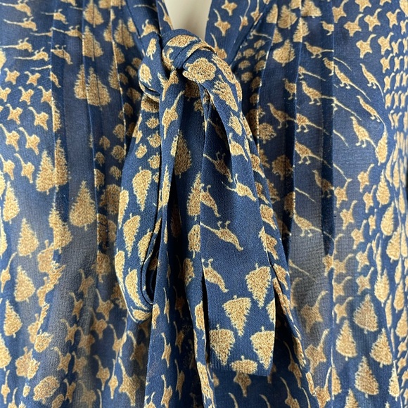 Gorgeous Navy & Brown Blouse with Tie Front - 8 - Picture 3 of 12